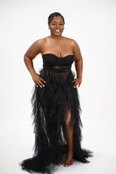 Black maxi tulle dress