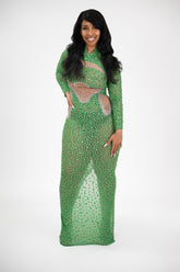 green long sleeve maxi dress