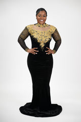 Elegant black and gold gown