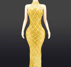 Elegant rhinestone maxi dress