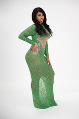green long sleeve maxi dress