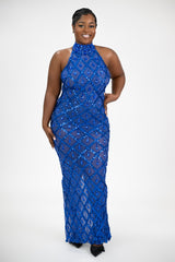 Elegant rhinestone maxi dress