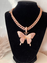 Pink Cuban link necklace