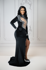 Long sleeve velour gown