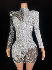 Long sleeve sequin mini dress